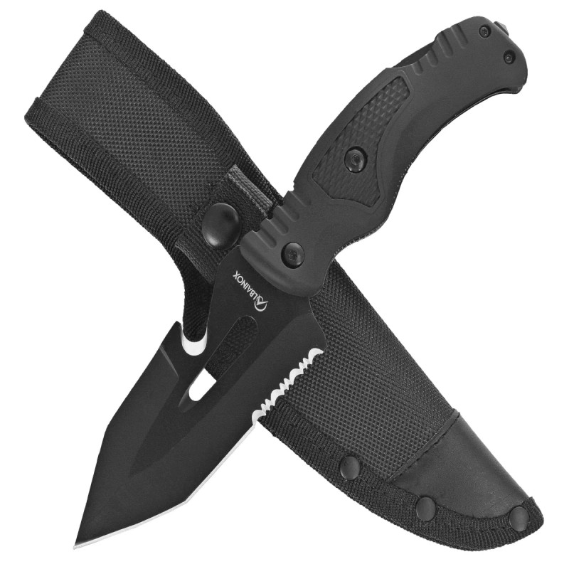 Nóż skladany Martinez Albainox 2-in-1 Tactical Black Rubberized Fiber, Black 3Cr13Mov  (32316)