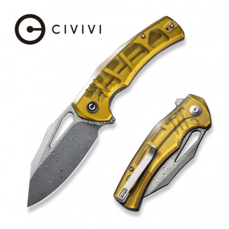 Nóż składany Civivi BullTusk Polished Yellow Ultem, Damascus (C23017-DS1) Nóż składany Civivi BullTusk Polished Yellow Ultem, Damascus (C23017-DS1)