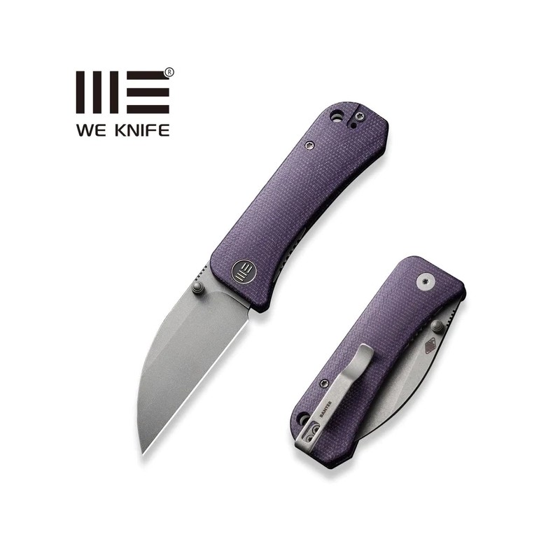 Nóż składany WE Knife Banter Wharncliffe Purple Canvas Micarta, Gray Stonewashed CPM S35VN by Ben Petersen (WE19068J-2)