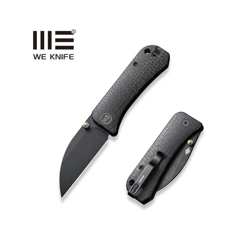 Nóż składany WE Knife Banter Wharncliffe Black Burlap Micarta, Black Stonewashed CPM S35VN by Ben Petersen (WE19068J-1)