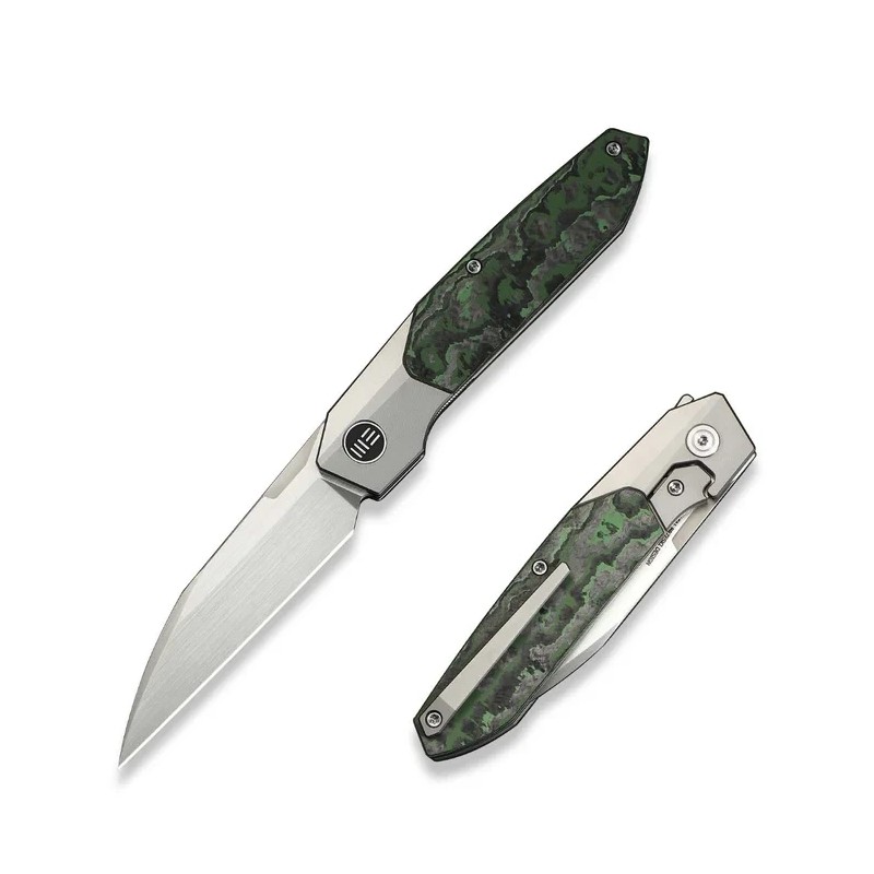 Nóż składany WeKnife Brr15 Gray Titanium/Jungle Wear Fat Carbon, Hand Rubbed Satin M390 by Rafal Brzeski (WE24007-4)