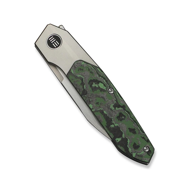 Nóż składany WeKnife Brr15 Gray Titanium/Jungle Wear Fat Carbon, Hand Rubbed Satin M390 by Rafal Brzeski (WE24007-4)