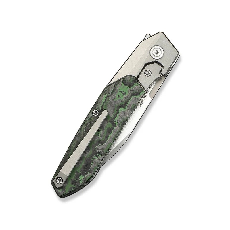 Nóż składany WeKnife Brr15 Gray Titanium/Jungle Wear Fat Carbon, Hand Rubbed Satin M390 by Rafal Brzeski (WE24007-4)