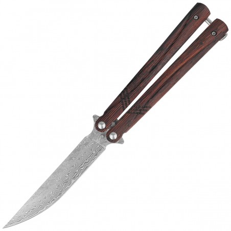 Nóż motylek Martinez Albainox Balisong Fine Wood, Damascus (02255)