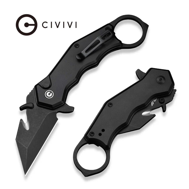 Nóż składany karambit Civivi Amaroq Black Aluminium, Black Stonewashed Nitro-V by Tony Sentmanat (C24018-2)