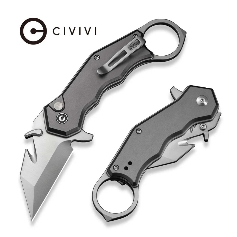 Nóż składany karambit Civivi Amaroq Gray Aluminium, Satin Nitro-V by Tony Sentmanat (C24018-1)