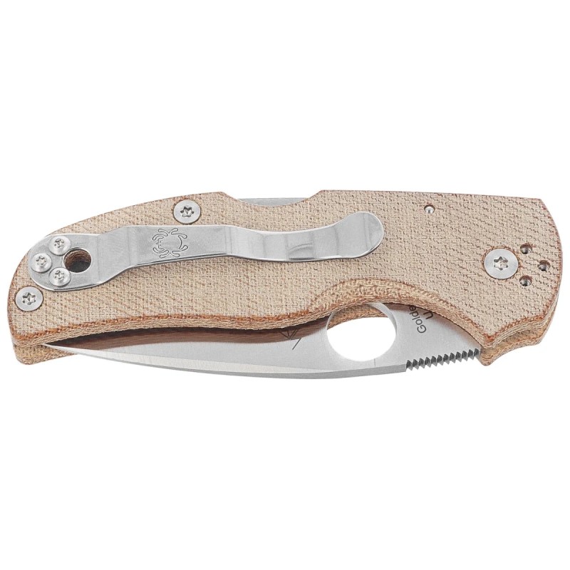 Nóż składany Spyderco Native 5 Brown Canvas Micarta, Satin CPM Cru-Wear by Sal Glesser (C41MPCW5)