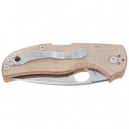 Nóż składany Spyderco Native 5 Brown Canvas Micarta, Satin CPM Cru-Wear by Sal Glesser (C41MPCW5)