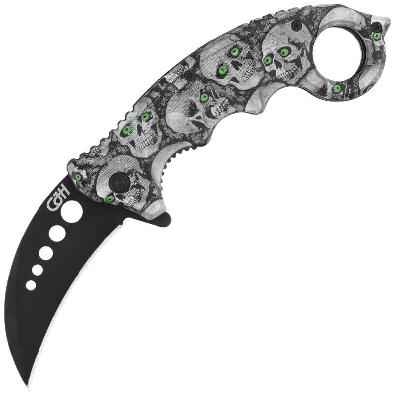 Nóż składany Herbertz CJH Karambit Skulls ABS, Black 420 (ART000137)