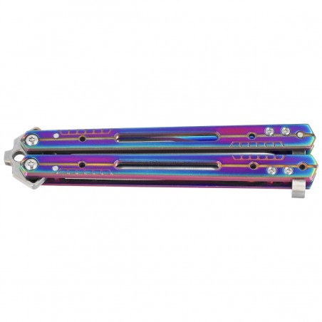 Nóż motylkowy Third Decor Habitat Balisong Rainbow Titanium Stainless Steel, Satin 420 (K2920W)
