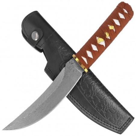 Sztylet japoński Tokisu Brown String, CNC Damascus (32624)