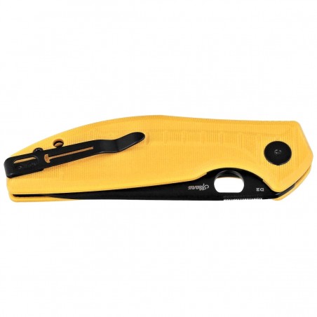Nóż składany Bestechman Angry Owl Yellow G10, Black PVD D2 by Keanu Alfaro (BMK12A-2)