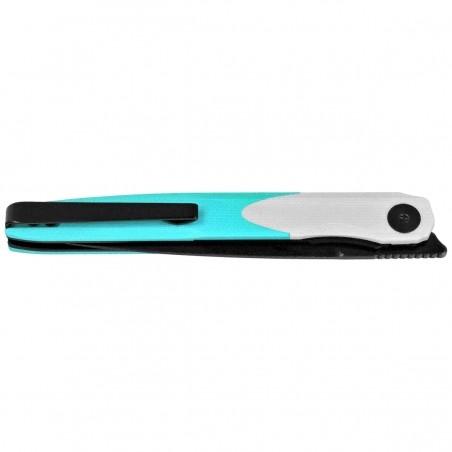 Nóż składany Bestechman Lanza White/Light Blue G10, Grey PVD 14C28N by Grzegorz Grabarski (BMK14D)