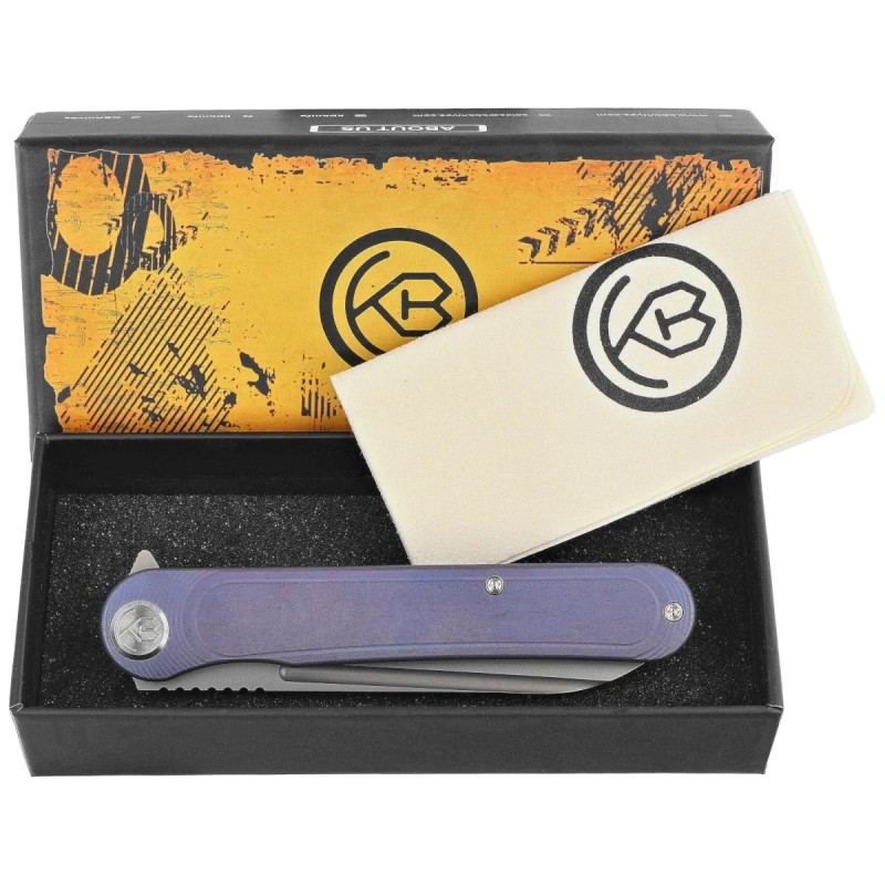 Nóż składany Kubey KB Knives Dandy Blue Titanium, Sandblasted CPM S90V by Maksym Tkachuk (KB247K)
