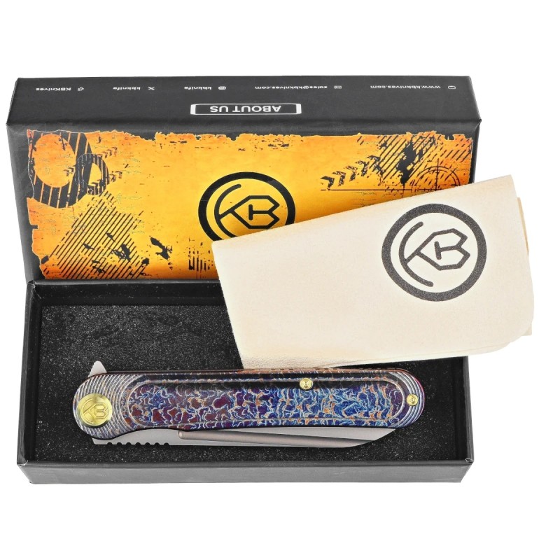 Nóż składany Kubey KB Knives Dandy Flamed Titanium, Sandblasted CPM S90V by Maksym Tkachuk (KB247H)