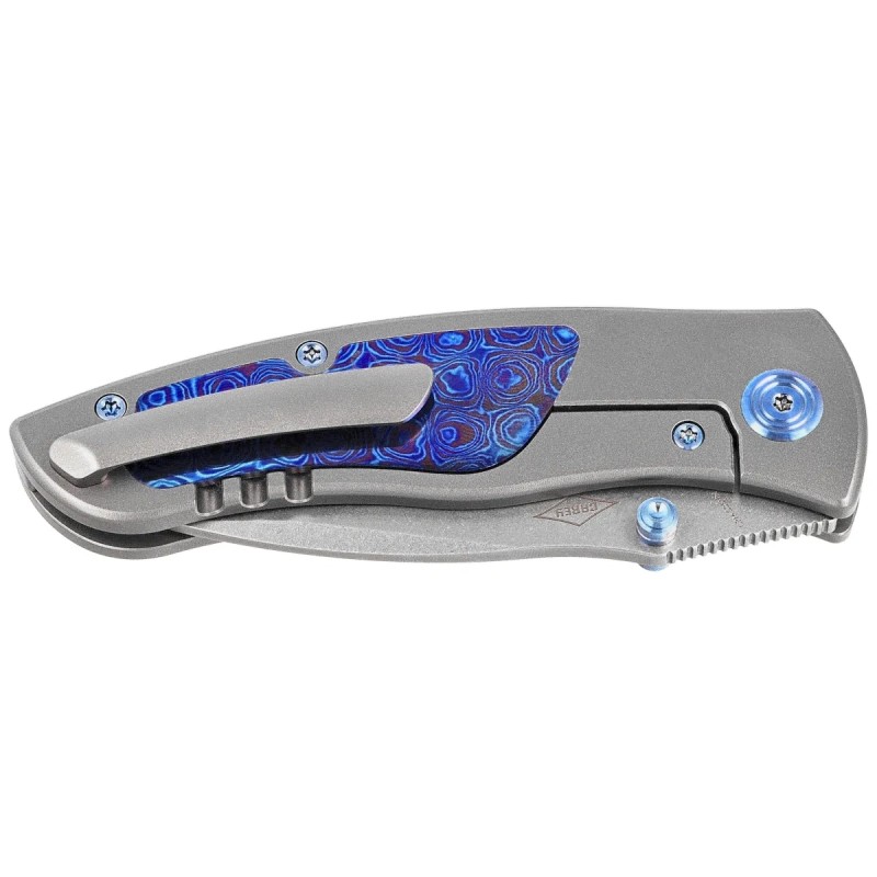 Nóż składany Kubey KB Knives Vertigo Gray Titanium/Timascus, Stonewashed CPM S35VN by Peter Carey (KB258D)