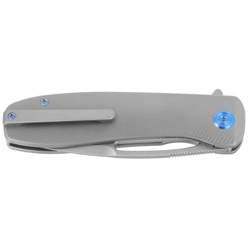 Nóż składany Kubey Supercell Grey Titanium, Stonewashed 14C28N by K.C. Spiron (KU353A)