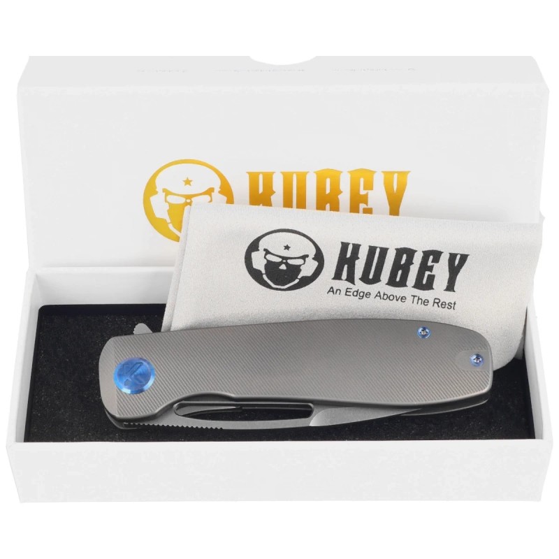 Nóż składany Kubey Supercell Grey Titanium, Stonewashed 14C28N by K.C. Spiron (KU353A)