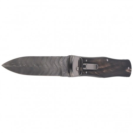 Nóż sprężynowy Mikov Predator Wildcat Buffalo Horn, Damascus PMC27 (241-DR-1/KP)