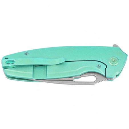 Nóż składany Kubey Tityus Green Titanium, Bead Blasted 14C28N (KB360B)
