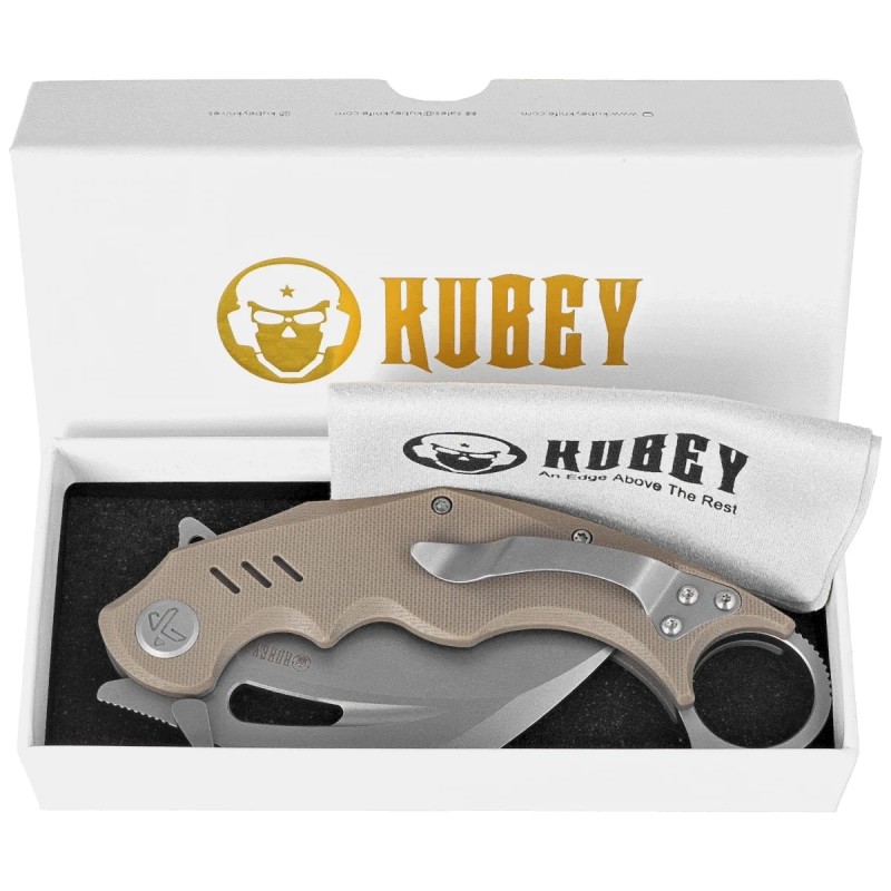 Nóż składany Kubey Wrath Tan G10, Beadblasted 14C26N by MUZI Design (KU261C)