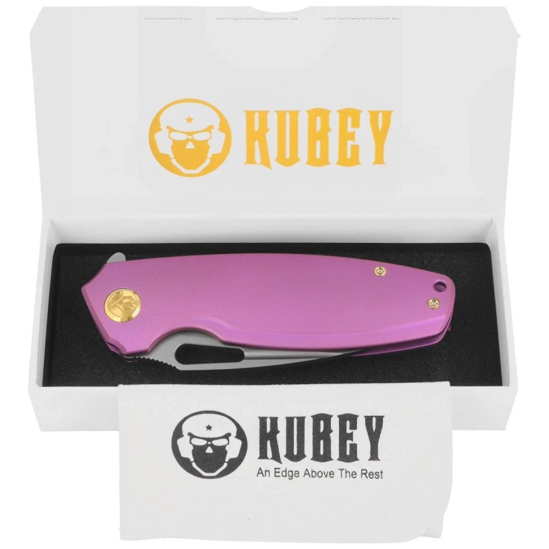 Nóż składany Kubey Tityus Purple Titanium, Bead Blasted 14C28N (KB360C)