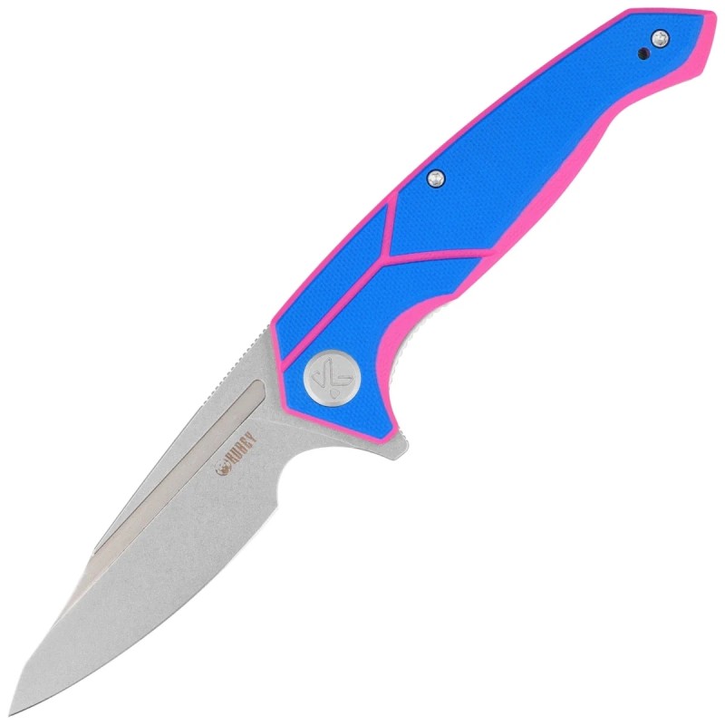 Nóż składany Kubey RBC-1 Blue / Pink G10, Stonewashed 14C28N by Sherif Manganas (KU373C)