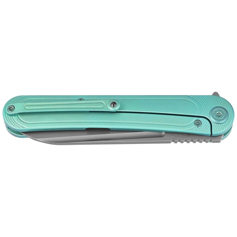 Nóż składany Kubey Dandy Green Titanium, Sandblasted CPM S90V by Maksym Tkachuk (KB247F)