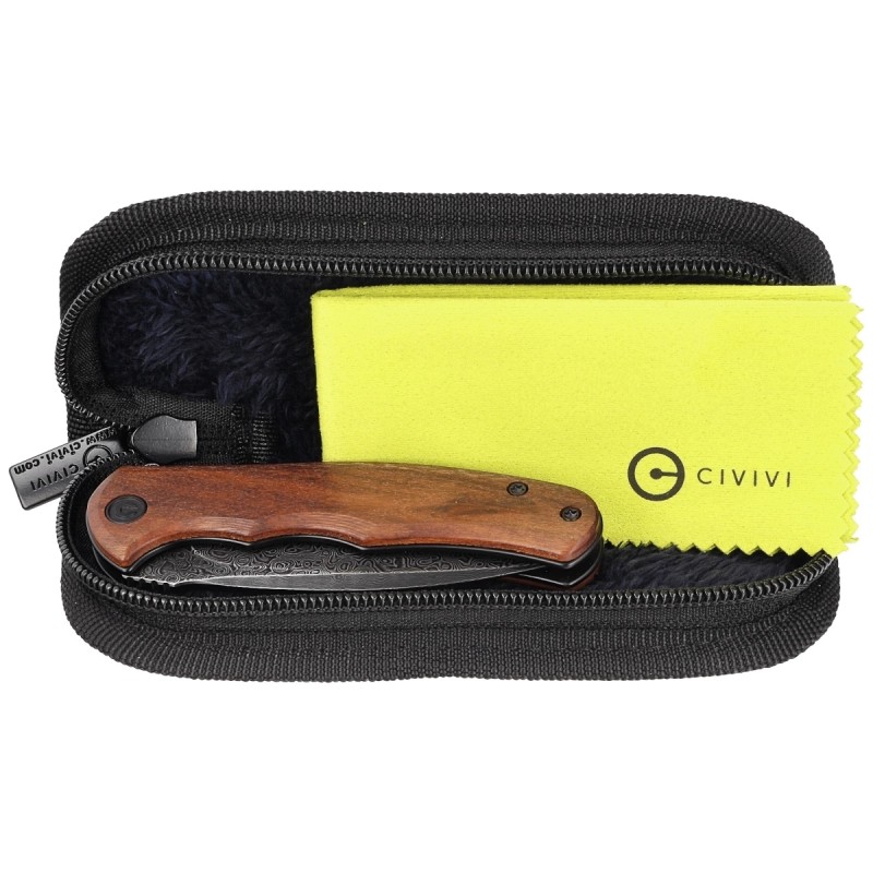 Nóż składany Civivi Mini Praxis Guibourtia Wood, Black Hand Rubbed Damascus (C18026C-DS1)
