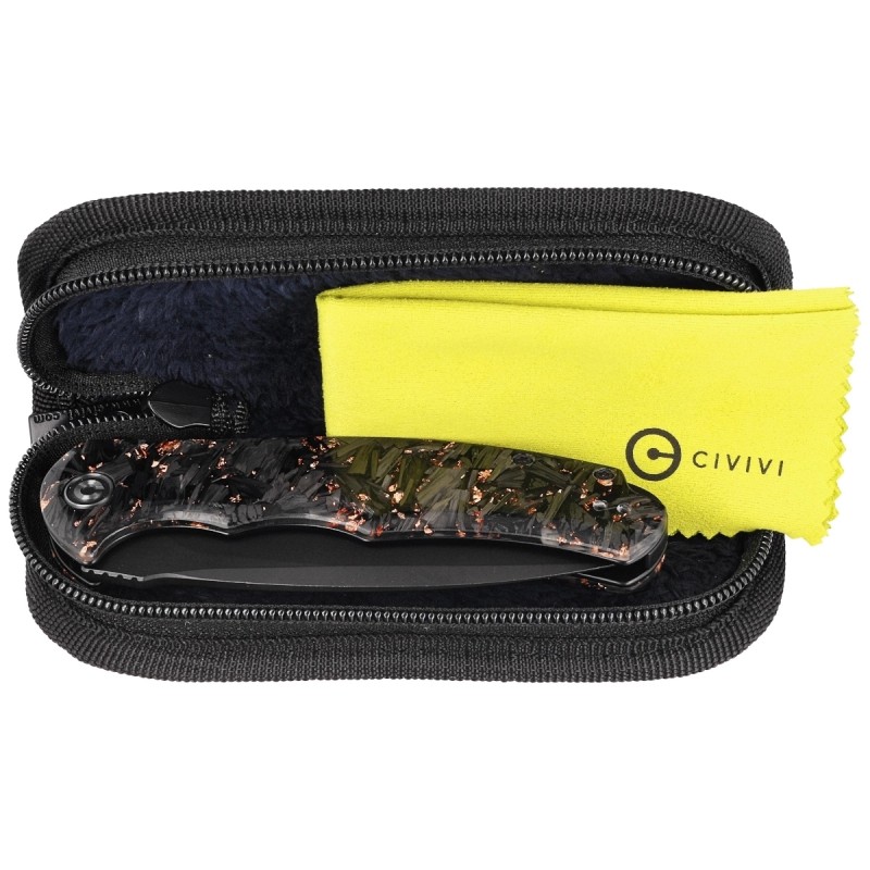 Nóż składany Civivi Praxis Shredded Carbon Fiber / Copper Shred, Black Stonewashed 9Cr18MoV (C803I)