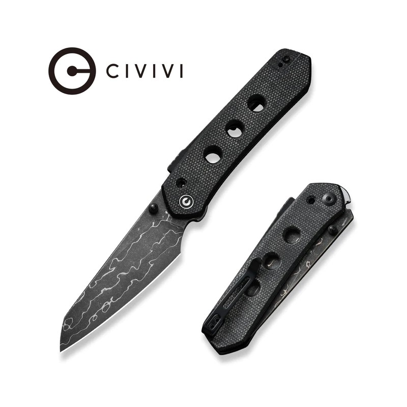 Nóż składany Civivi Vision FG Black Canvas Micarta, Damascus by Snecx Tan (C22036-DS2)