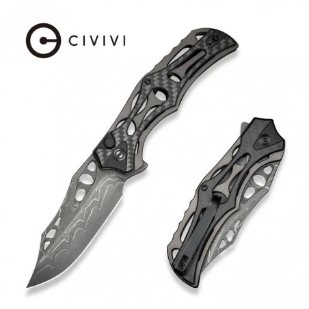 Nóż składany Civivi Biophase Gray Aluminium/Carbon Fiber/Black G10, Damascus (C23083C-DS1) Nóż składany Civivi Biophase Gray Aluminium/Carbon Fiber/Black G10, Damascus (C23083C-DS1)