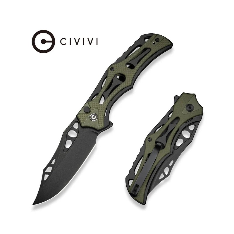 Nóż składany Civivi Biophase Black Aluminium/OD Green G10, Black Stonewashed Nitro-V (C23083C-2)
