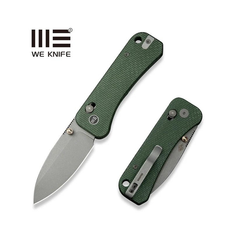 Nóż składany WE Knife Banter 2 Green Canvas Micarta, Grey Stonewashed CPM S35VN by Ben Petersen (WE23075-3)