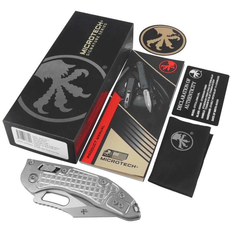 Nóż składany Microtech Stitch Ram-Lok S/E Frag Titanium, Stonewashed M390MK by Borka Blades and Tony Marfione (169RL-10FRMS2)