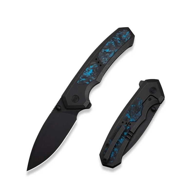 Nóż składany WeKnife Corwyn Black Titanium/Black-Blue Carbon Fiber, Black Stonewashed M390 (WE24088-1)