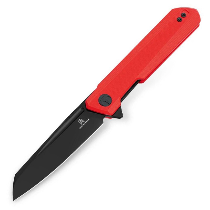 Nóż składany Bestechman Dundee Sheepfoot Red G10, Black PVD D2 by Ostap Hel (BMK09F)