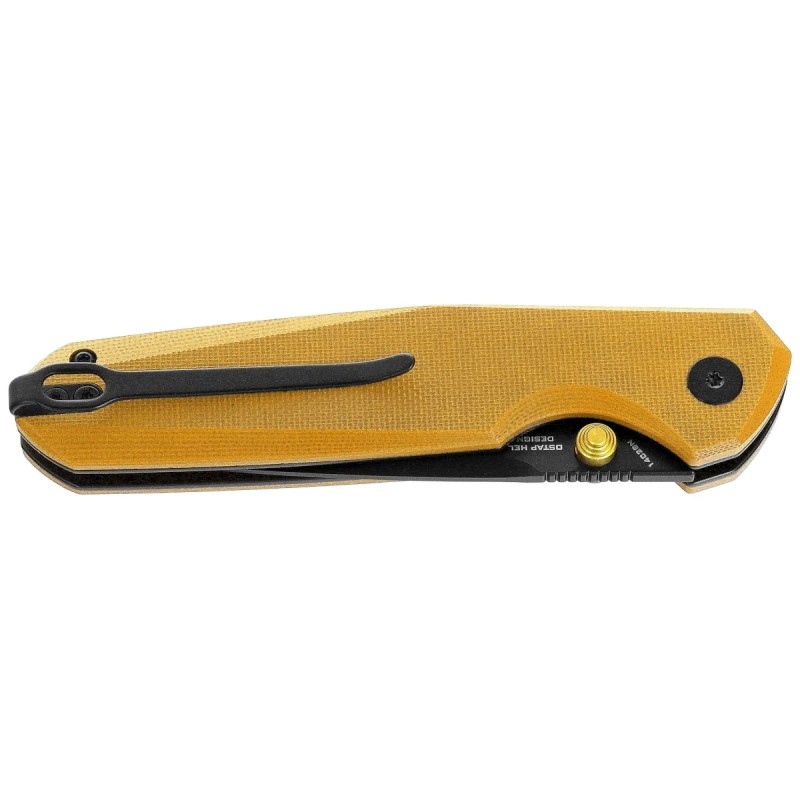 Nóż składany Bestechman Velix Yellow G10, Black PVD 14C28N by Ostap Hel (BMK07E)