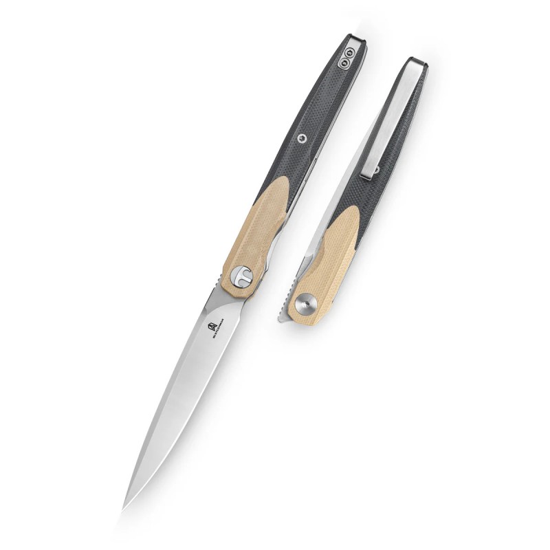 Nóż składany Bestechman Lanza Khaki/Black G10, Satin/Stonewashed 14C28N by Grzegorz Grabarski (BMK14B)