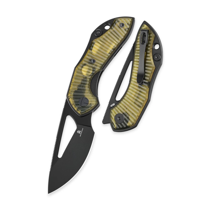 Nóż składany Bestechman Triassic Amber Ultem, Black PVD 14C28N by Denis Simonutti (BMK17F)