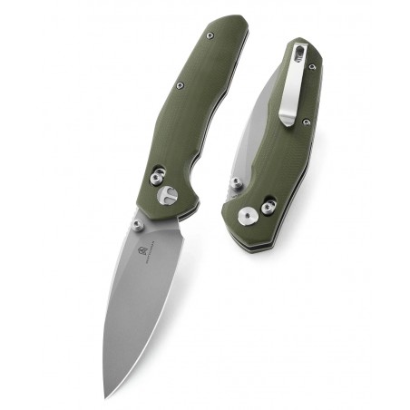 Nóż składany Bestechman Ronan OD Green G10, Stonewashed 14C28N (BMK02E)