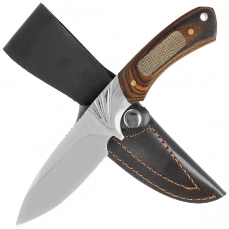 Nóż myśliwski Martinez Albainox Hunting Brown Micarta, Mirror 3Cr13Mov (32272)
