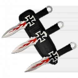 Noże do rzucania Martinez Albainox Cross Set 3 szt Black Cord, Stain 3Cr13Mov (31884)