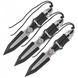 Noże do rzucania Martinez Albainox Skull Set 3 szt Black Paracord, Black 3Cr13Mov (32344)