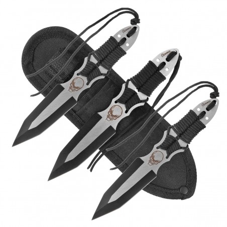 Noże do rzucania Martinez Albainox Skull Set 3 szt Black Paracord, Black 3Cr13Mov (32344)