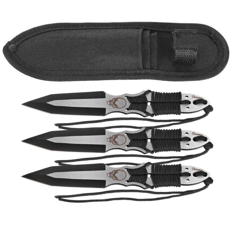 Noże do rzucania Martinez Albainox Skull Set 3 szt Black Paracord, Black 3Cr13Mov (32344)