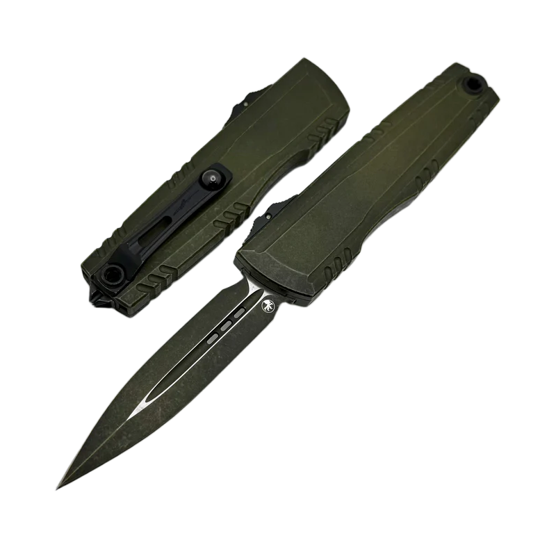 Nóż automatyczny OTF Microtech Luminary ZBP D/E Signature Weathered Grenade Green Aluminium, Weathered Grenade Green M390MK by T
