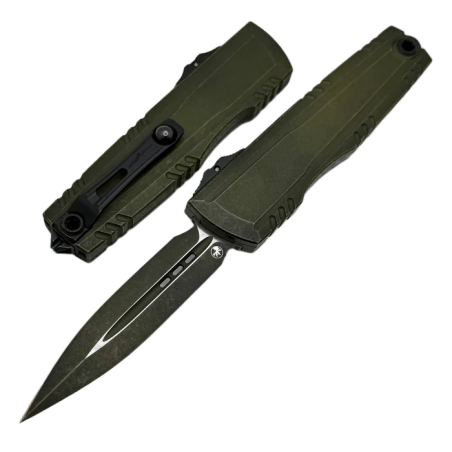 Nóż automatyczny OTF Microtech Luminary ZBP D/E Signature Weathered Grenade Green Aluminium, Weathered Grenade Green M390MK by T