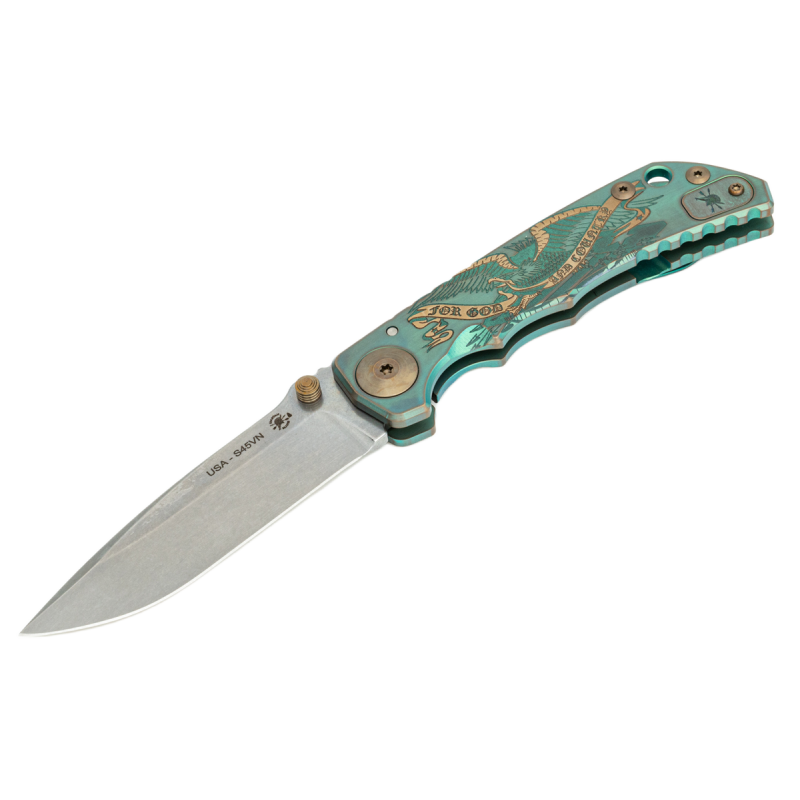 Nóż składany Spartan Blades Harsey Folder ''God & Country'' Titanium, Satin MagnaCut by William W. Harsey (SF5 Custom God & Coun