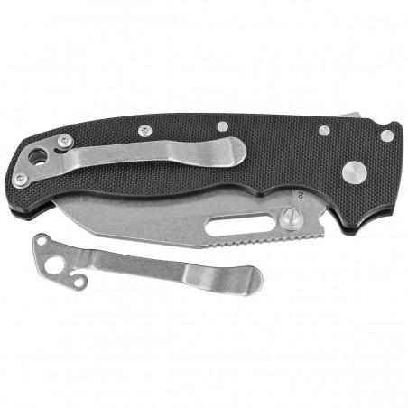 Demko AD20.5 Shark Foot Knife Black Peel Ply G10, Stonewashed D2 by Andrew Demko (205-D2-BLKPPG10-SF)